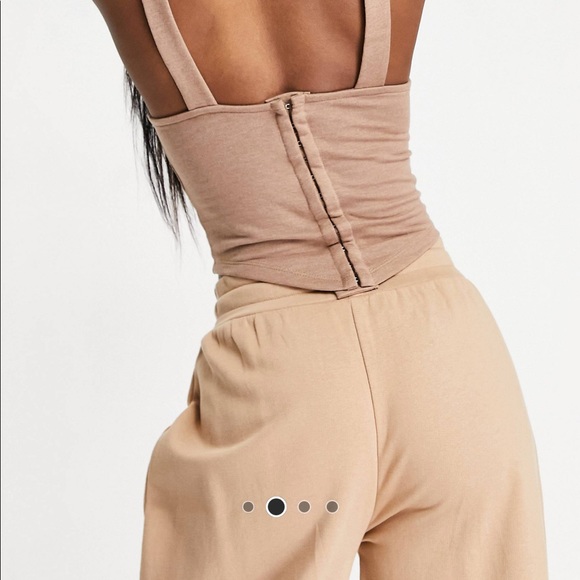 NWT ASOS Tan Crop Corset Bustier Top Hook Eye - Picture 4 of 5